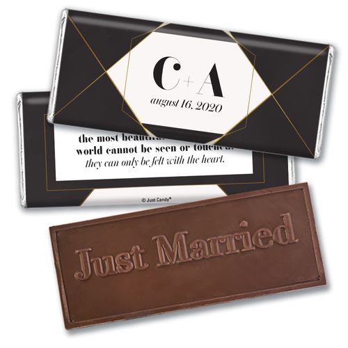 Personalized Elegant Geo Wedding Embossed Chocolate Bars
