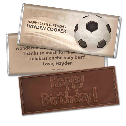 Birthday Personalized Embossed Chocolate Bar Soccer Ball