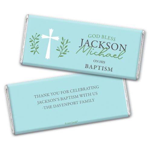 Personalized Baptism God Bless Blue Chocolate Bars