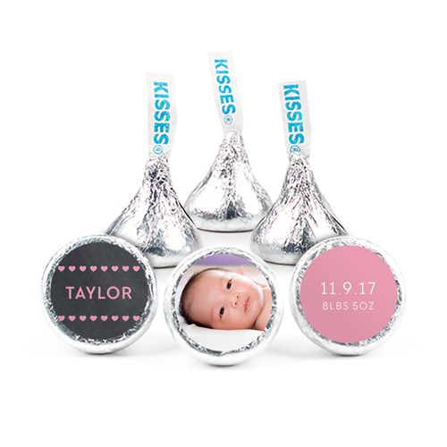 Personalized Girl Birth Announcement Hearts Hershey's Kisses