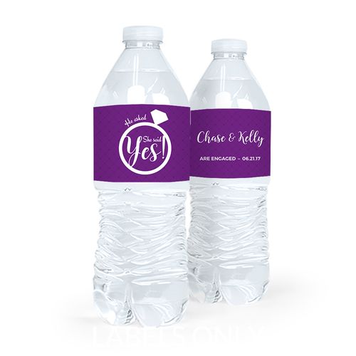 Personalized Engagement She Said Yes Water Bottle Sticker Labels (5 Labels)