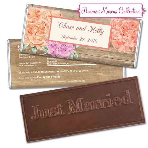 Personalized Bonnie Marcus Embossed Chocolate Bar Personalized Candy Wedding Favors Beautiful Love
