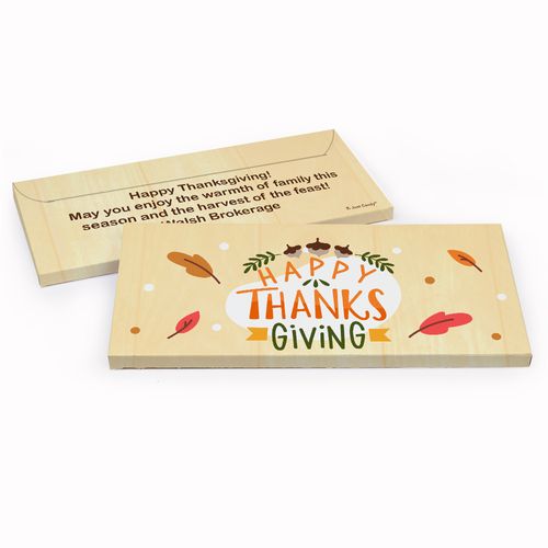 Deluxe Personalized Fall Acorns Thanksgiving Chocolate Bar in Gift Box