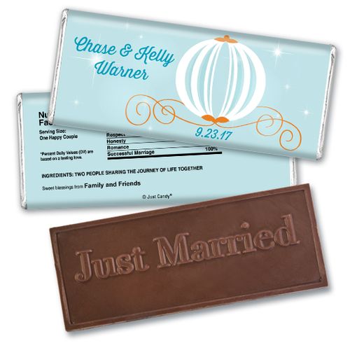 Personalized Wedding Favor Embossed Chocolate Bar Cinderella Inspired Carriage