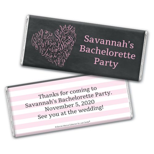 Sweetheart Swirl Bachelorette Party Personalized Candy Bar - Wrapper Only