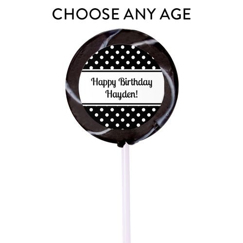 Birthday Personalized Small Swirly Pop Polka Dot (24 Pack)