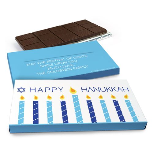 Deluxe Personalized Simply Hanukkah Chocolate Bar in Gift Box (3oz Bar)