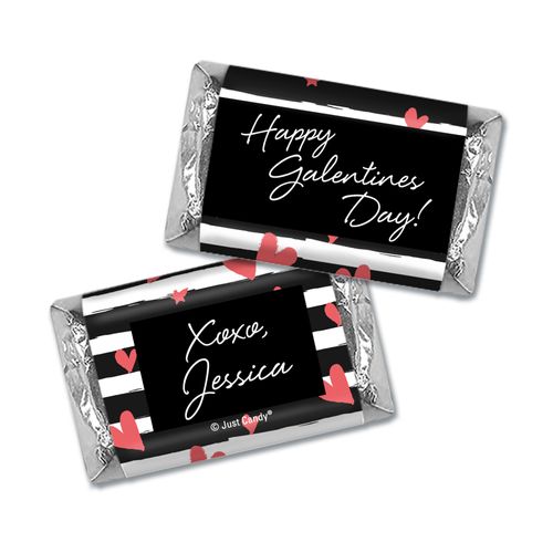 Personalized Valentine's Day Hershey Miniature Wrappers Only - Heart Stripes
