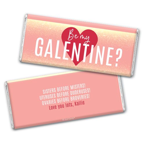 Personalized Valentine's Day Chocolate Bar and Wrapper - Be My Galentine
