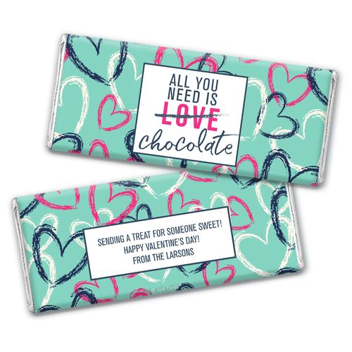 Personalized Valentine's Day Chocolate Bar and Wrapper - All You Need is Chocolate