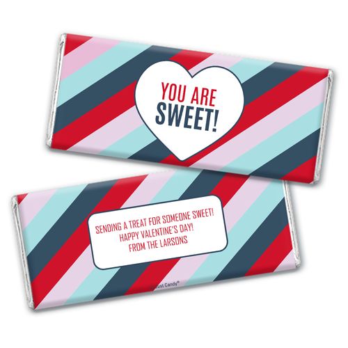 Personalized Valentine's Day Chocolate Bar and Wrapper - Sweet Heart Stripes