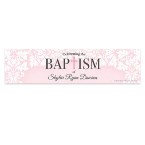 Personalized Bonnie Marcus Baptism Floral Filigree 5 Ft. Banner