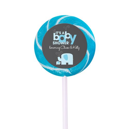 Baby Shower Personalized Small Swirly Pop Elephant (24 Pack)