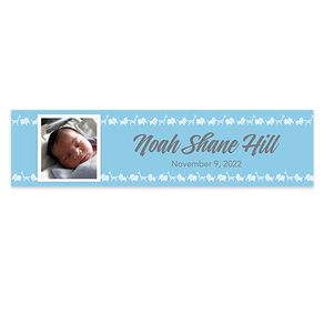Personalized Animal Parade Baby Boy Announcements 5 Ft. Banner