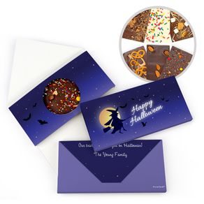 Personalized Halloween Witch on Broom Bar Gourmet Infused Belgian Chocolate Bars (3.5oz)