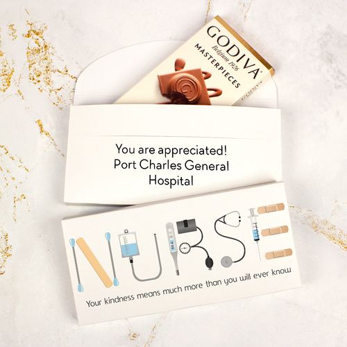 Deluxe Personalized Nurse Appreciation First Aid Godiva Chocolate Bar in Gift Box