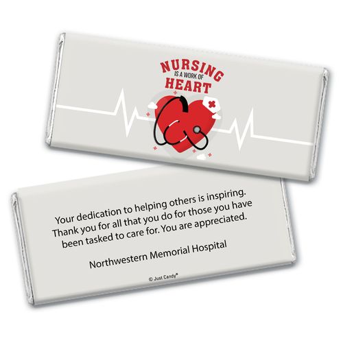 Personalized Nurse Appreciation Working Heart Chocolate Bar Wrappers Only