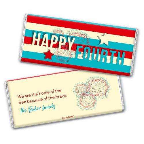 Personalized 4th of July Star Spangled Stripes Chocolate Bars