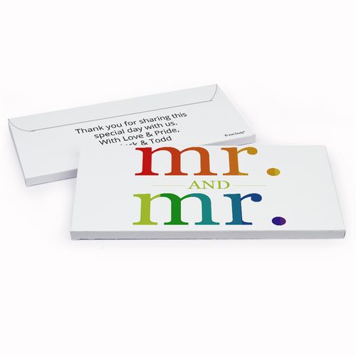 Deluxe Personalized Wedding Mr. & Mr. Rainbow Hershey's Chocolate Bar in Gift Box