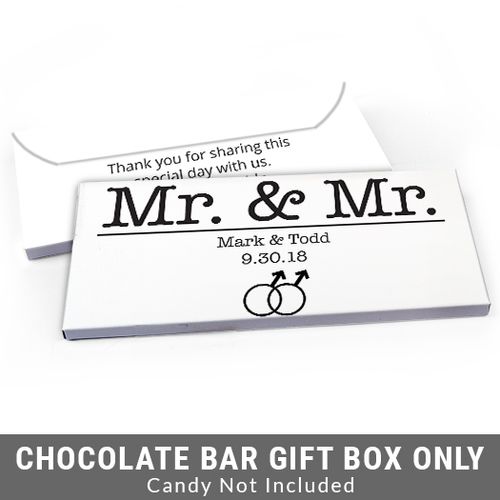 Deluxe Personalized Gay Wedding Mr. & Mr. Candy Bar Favor Box