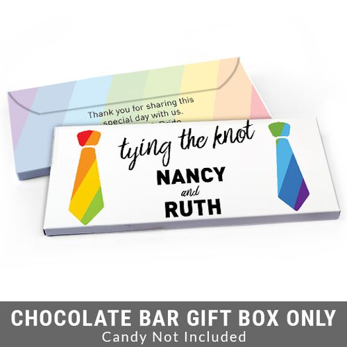 Deluxe Personalized LGBT Wedding Tying the Knot Candy Bar Favor Box