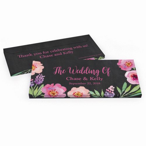 Deluxe Personalized Floral Wedding Hershey's Chocolate Bar in Gift Box