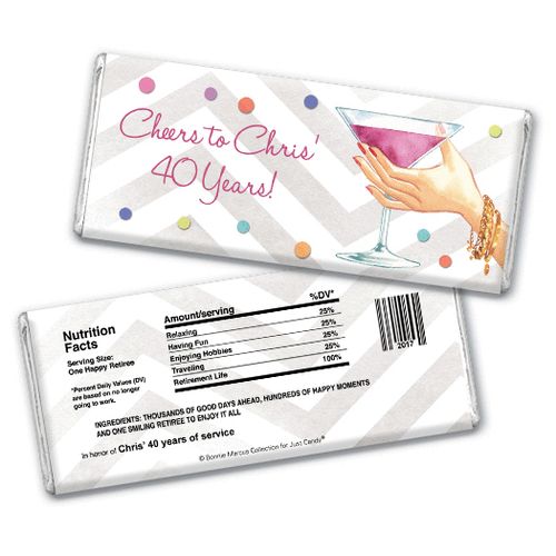 Bonnie Marcus Collection Retirement Personalized Chocolate Bar Chocolate and Wrapper Here's to You Retirement Favors