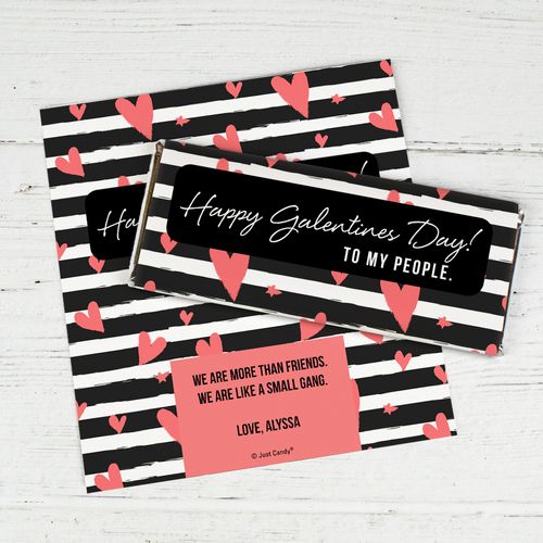 Personalized Valentine's Day Chocolate Bar Wrapper Only - Heart Stripes