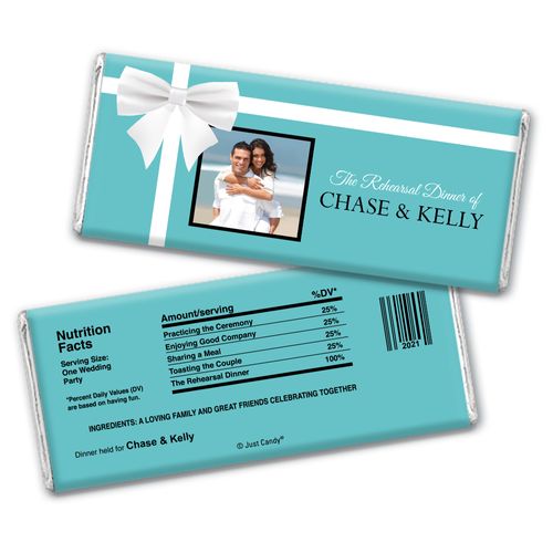 Little Blue Box Rehearsal Dinner Favor Personalized Candy Bar - Wrapper Only
