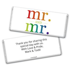 Personalized Chocolate Bar & Wrapper - Gay Wedding Mr. & Mr. Rainbow