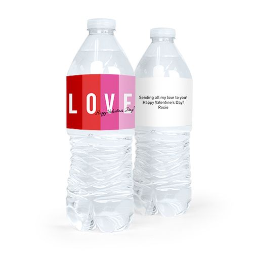 Valentine's Day Color Block Love Water Bottle Sticker Labels (5 Labels)