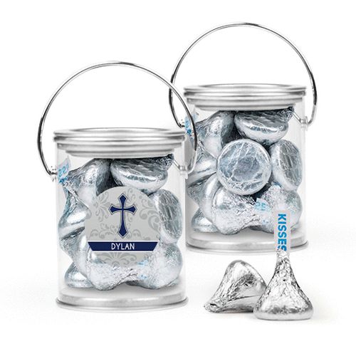 Personalized Boy Confirmation Favor Assembled Paint Can Filled with Hershey's Kisses