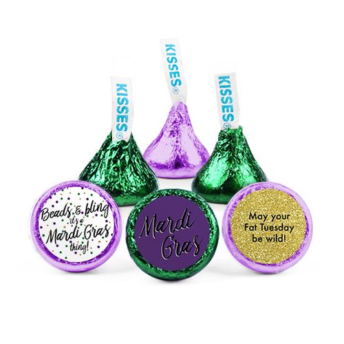 Mardi Gras Beads & Bling Hershey's Kisses - Pack of 50