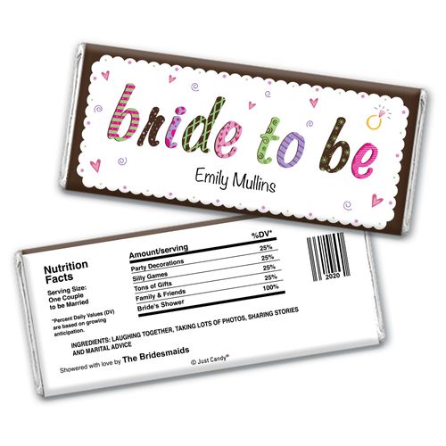 Bride to Be Bridal Shower Favor Personalized Candy Bar - Wrapper Only