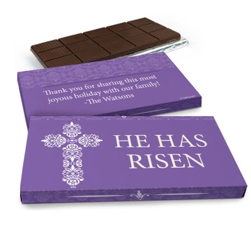 Deluxe Personalized Purple Cross Easter Chocolate Bar in Gift Box (3oz Bar)