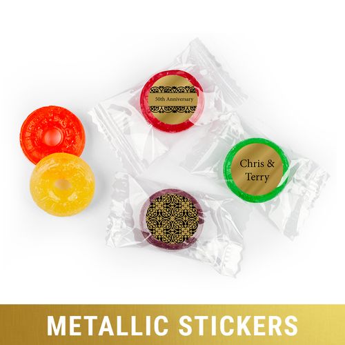 Personalized Life Savers 5 Flavor Hard Candy - Metallic Anniversary Golden 50th