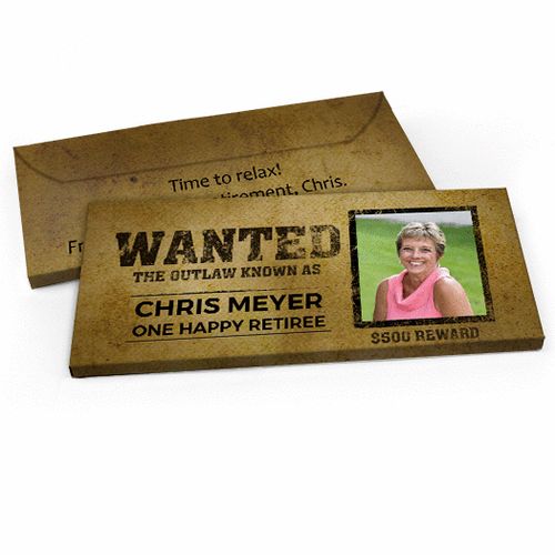 Deluxe Personalized Wanted Retirement Candy Bar Favor Box