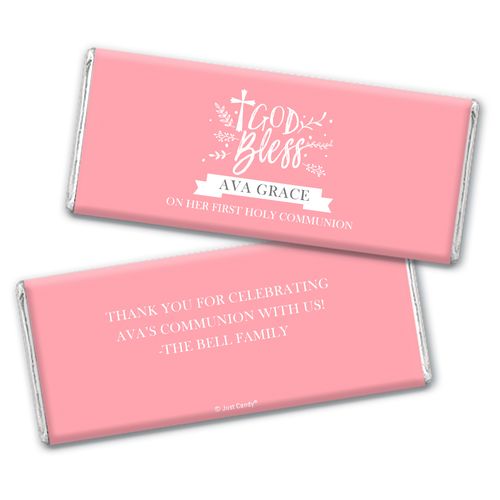Personalized Communion God Bless Floral Chocolate Bars