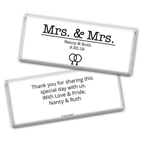 Personalized Chocolate Bar Wrappers Only - Lesbian Wedding Mrs. & Mrs.