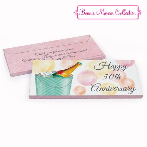Deluxe Personalized Champagne Bucket Anniversary Chocolate Bar in Gift Box