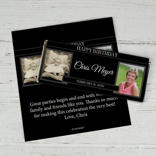 Now and Then Birthday Personalized Candy Bar - Wrapper Only