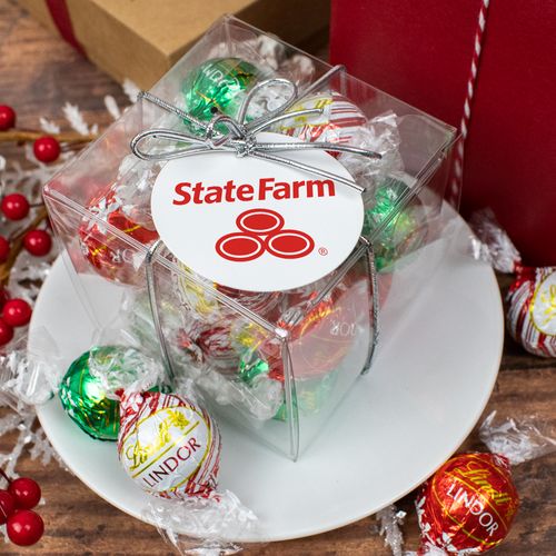 Personalized Christmas Lindor Truffles by Lindt Cube Gift - Add Your Logo
