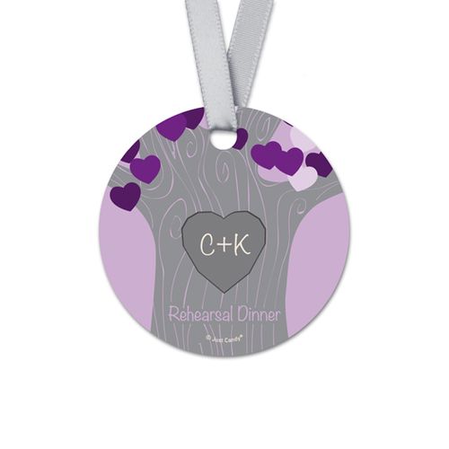 Personalized Tree of Hearts Rehearsal Dinner Round Favor Gift Tags (20 Pack)