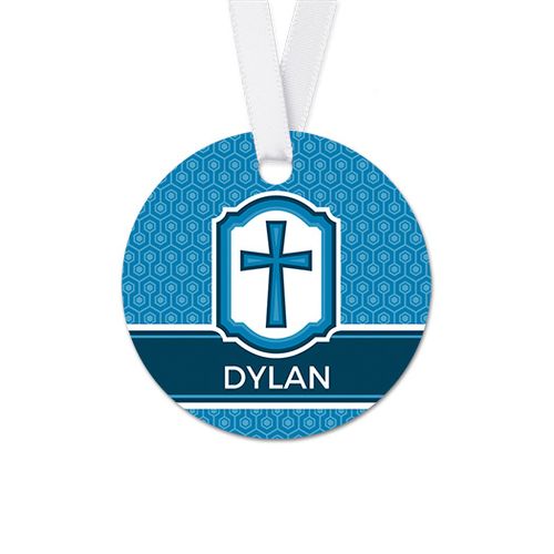 Personalized Framed Cross Confirmation Round Favor Gift Tags (20 Pack)