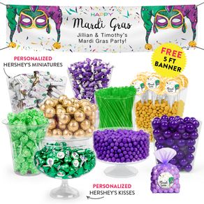 Personalized Mardi Gras Jammin' Jester Hats Deluxe Candy Buffet