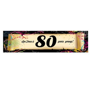 Personalized Confetti 80th Birthday 5 Ft. Banner