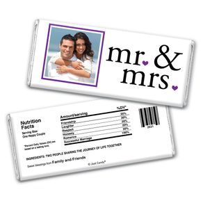 Wedding Favor Personalized Chocolate Bar Mr & Mrs Photo