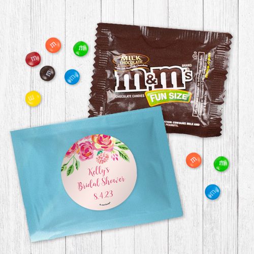 Personalized Bonnie Marcus Bridal Shower Pink Flowers - Milk Chocolate M&Ms