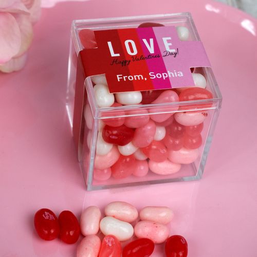Personalized Valentine's Day JUST CANDY® favor cube with Jelly Belly Jelly Beans