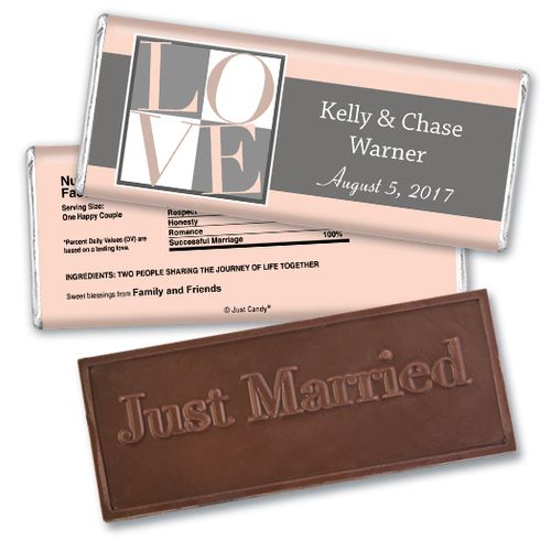 Personalized Wedding Favor Embossed Chocolate Bar Pop Art Square Love